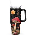 thumbnail image 2 of 40oz Colorful Botanical Mushroom Stainless Steel Flip Straw Tumbler Spill Proof Travel Cup Double Wall Vacuum Insulated Coffee Mug with Top Handle, 2 of 6