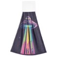 thumbnail image 7 of Yayeee Kitchen Hanging Hand Towels Set of 2 with Loop Bathroom Absorbent Tie Towel, Purple UFO, 7 of 7