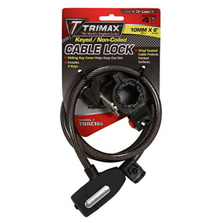 TRIMAX NON COILED KEYED CABLE LOCK 10MM X 6'