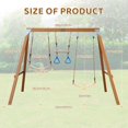 thumbnail image 2 of Ktaxon Wood A-Frame Swing Set for Backyard, Kids Playset with 2 Belt Swings & Trapeze Bar, 390lbs Capacity, 2 of 7