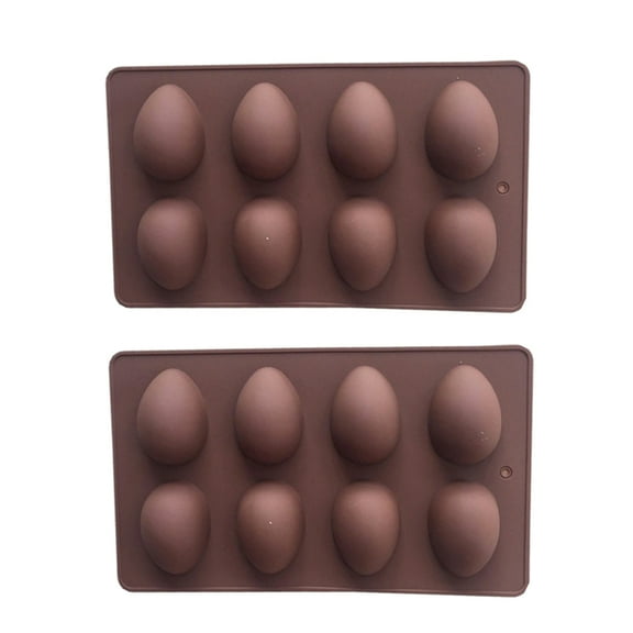 Yongwei 2 Pcs 8 Cavity Easter Egg Silicone DIY Chocolate Candy Cupcake Jelly Baking Mould Mold Ice Cube Tray Kitchen Utensil Baking Tools for Home Dessert House (Chocolate Color)
