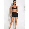 thumbnail image 3 of Sociala Women's Black High Rise Swim Shorts Ruched Board Shorts Bikini Tankini Swim Bottos, 3 of 6