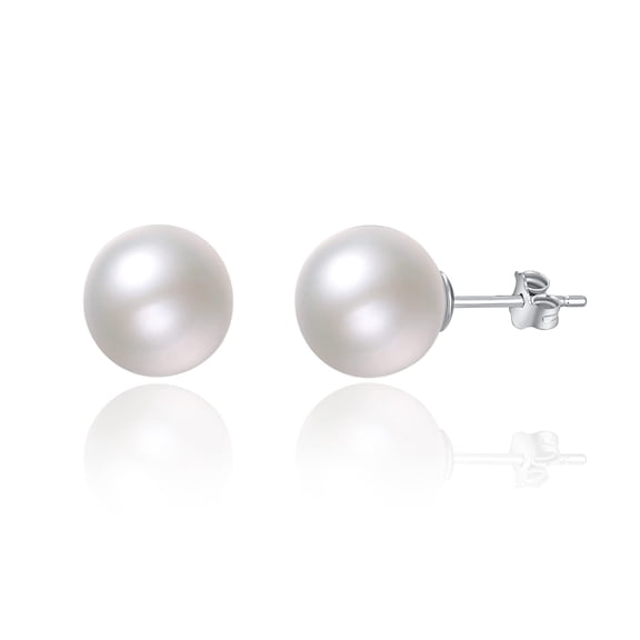 TANGPOET Pearl Stud Earrings 925 Sterling Sliver Round Stud White Pearl Jewelry Gifts for Women