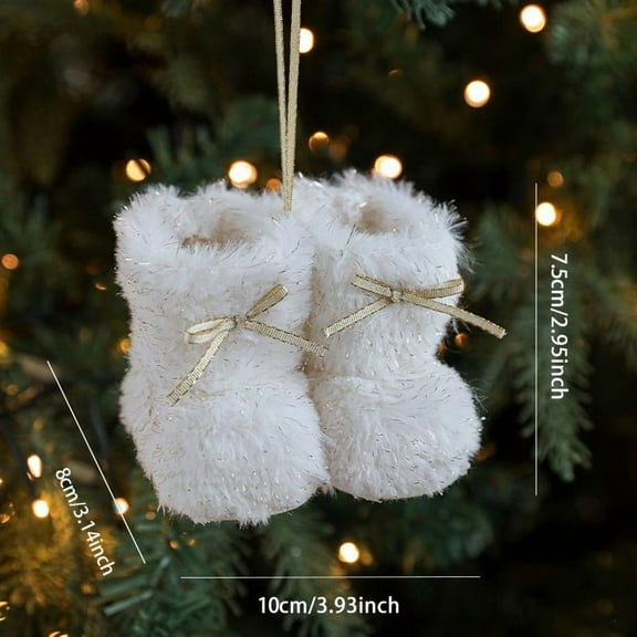 Plush Mini Boot Christmas Ornaments with Bows - Adorable Tree Decor for a Whimsical Holiday Display