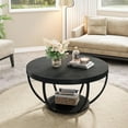 thumbnail image 5 of AEGFKDRound Coffee Table, 31.7" Black 2-Tier Circle Coffee Table with Storage Shelves, Modern Accent Cocktail Table Center Table for Living Room, 5 of 10