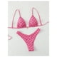thumbnail image 3 of Conjunto de bikini BEAUDRM Y2K con estampado floral triangular con lazo en la espalda rosa XS para mujer, 3 of 6