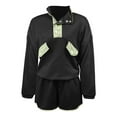 thumbnail image 5 of Short Sets for Women Loose Fit Long Sleeve Color Block Stand Collar Shirt and Shorts 2 Piece Matching Set Streetwear, 5 of 5