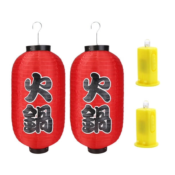 2 Farolillos Japoneses Con Mechas LED para Restaurante Y Pub