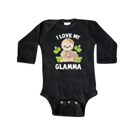 

Inktastic Cute Sloth I Love My Glamma with Green Leaves Gift Baby Boy or Baby Girl Long Sleeve Bodysuit