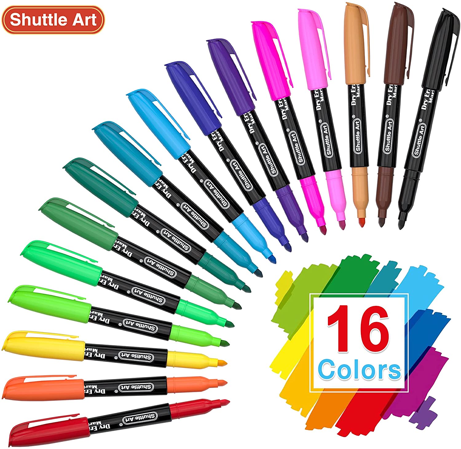 Shuttle Art Dry Erase Markers, Fine Tip 16 Colors photo 3