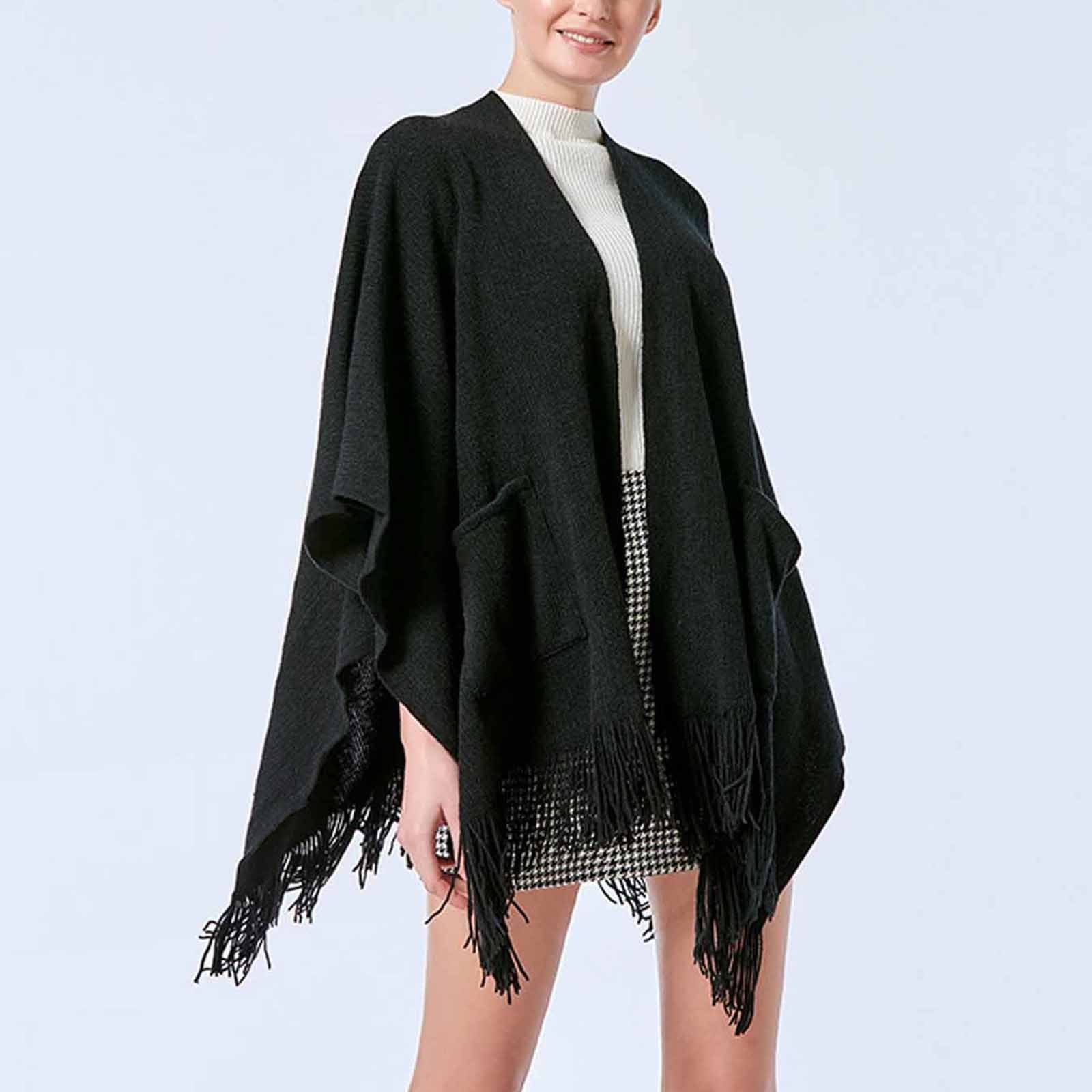Poncho Women YnimioAOX Women's Shawl Wrap Poncho Sweater Open UK