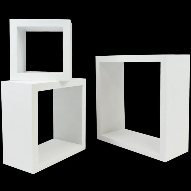 Set of 3 Rectangle Floating Shelves Wall Storage Shelf Lounge Cubes