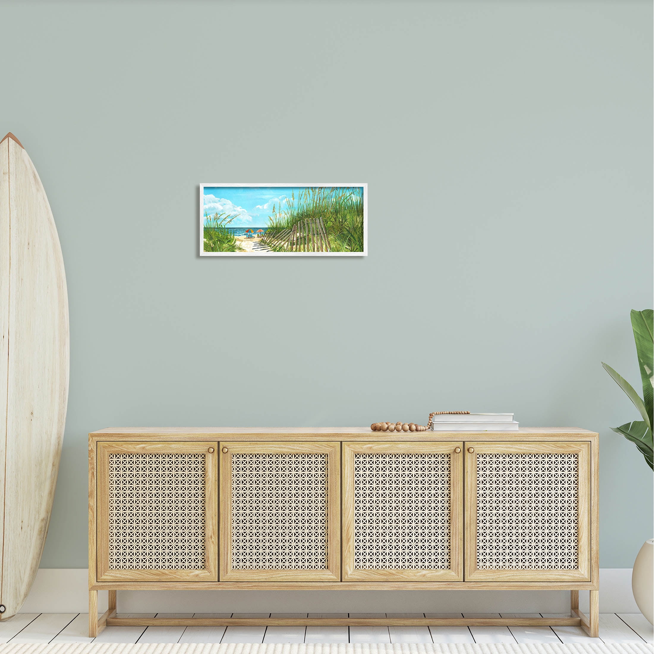 Stupell Industries Sandy Beach Path Landscape Painting White Framed Art Print Wall Art, Design by Erica Christopher