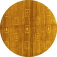 thumbnail image 1 of Ahgly Company Machine Washable Indoor Round Abstract Yellow Contemporary Area Rugs, 6' Round, 1 of 4