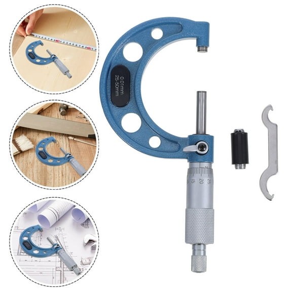 Hemoton Stainless Steel Outside Micrometer 25-50mm Range with 0.01mm Graduation High Precision Measuring Tool for Machinists and Engineers