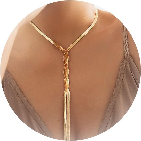 HAHDAXIA Long Snake Chain Necklace for Women Gold Snake Long Chain Choker Necklace Girls Gold Jewelry Gifts for Party Wedding