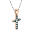 thumbnail image 2 of Dazzlingrock Collection Round Blue Diamond Divine Cross of Jesus Pendant for Women with 18 Inch Silver Chain (0.15 ctw, Color Blue, Clarity I2-I3) in 14K Rose Gold, 2 of 4