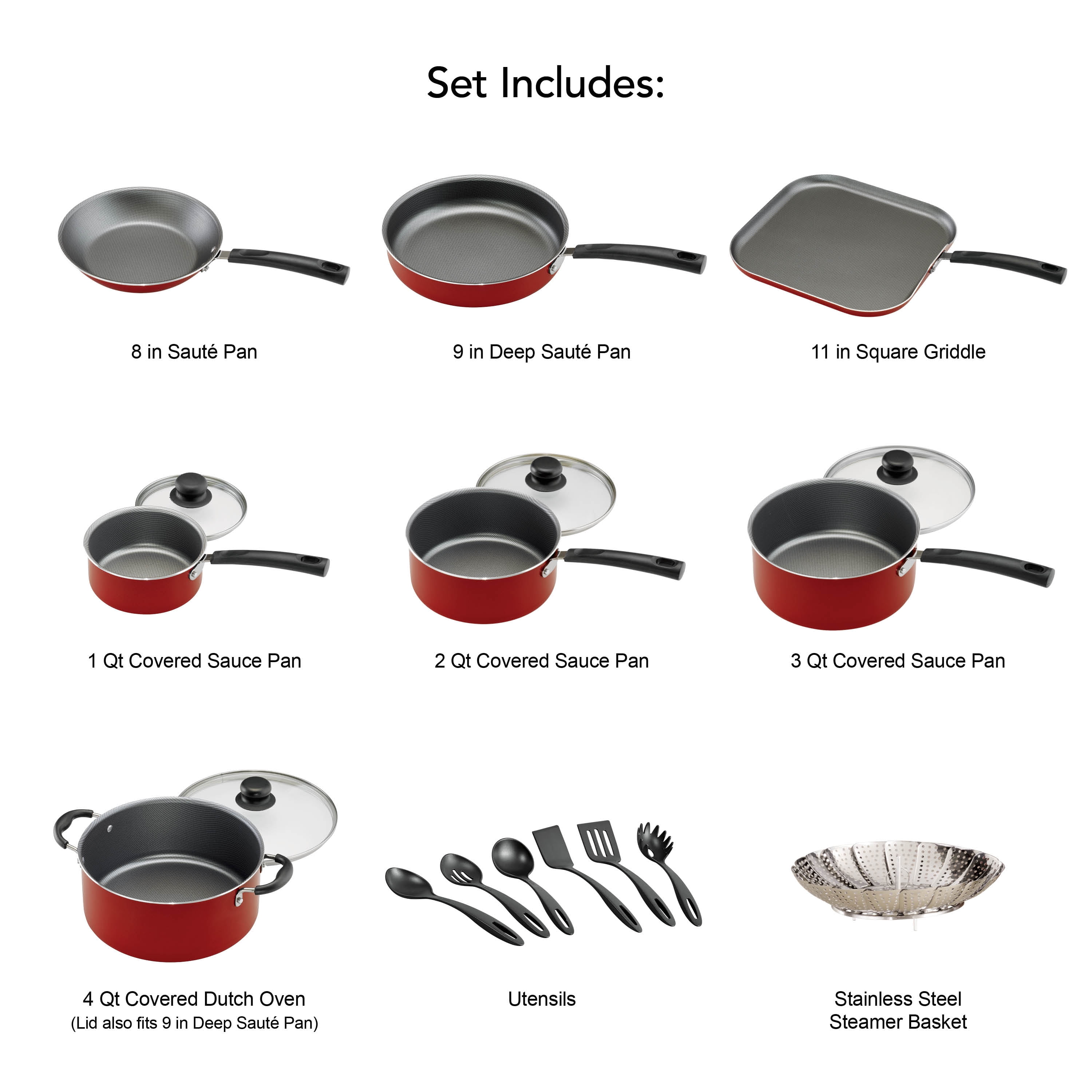 Tramontina PrimaWare 10-Piece Nonstick Cookware Set, Steel Gray