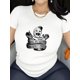 thumbnail image 1 of Women's Horror Cartoon Print Short Sleeve T-Shirt - "IT's ALWAYS QUIET ONES" Graphic Tee, Casual Crew Neck, Soft Cotton Blend, Black with White Design, Perfect for Casual Attire, Casual Wear | Edgy C, 1 of 7