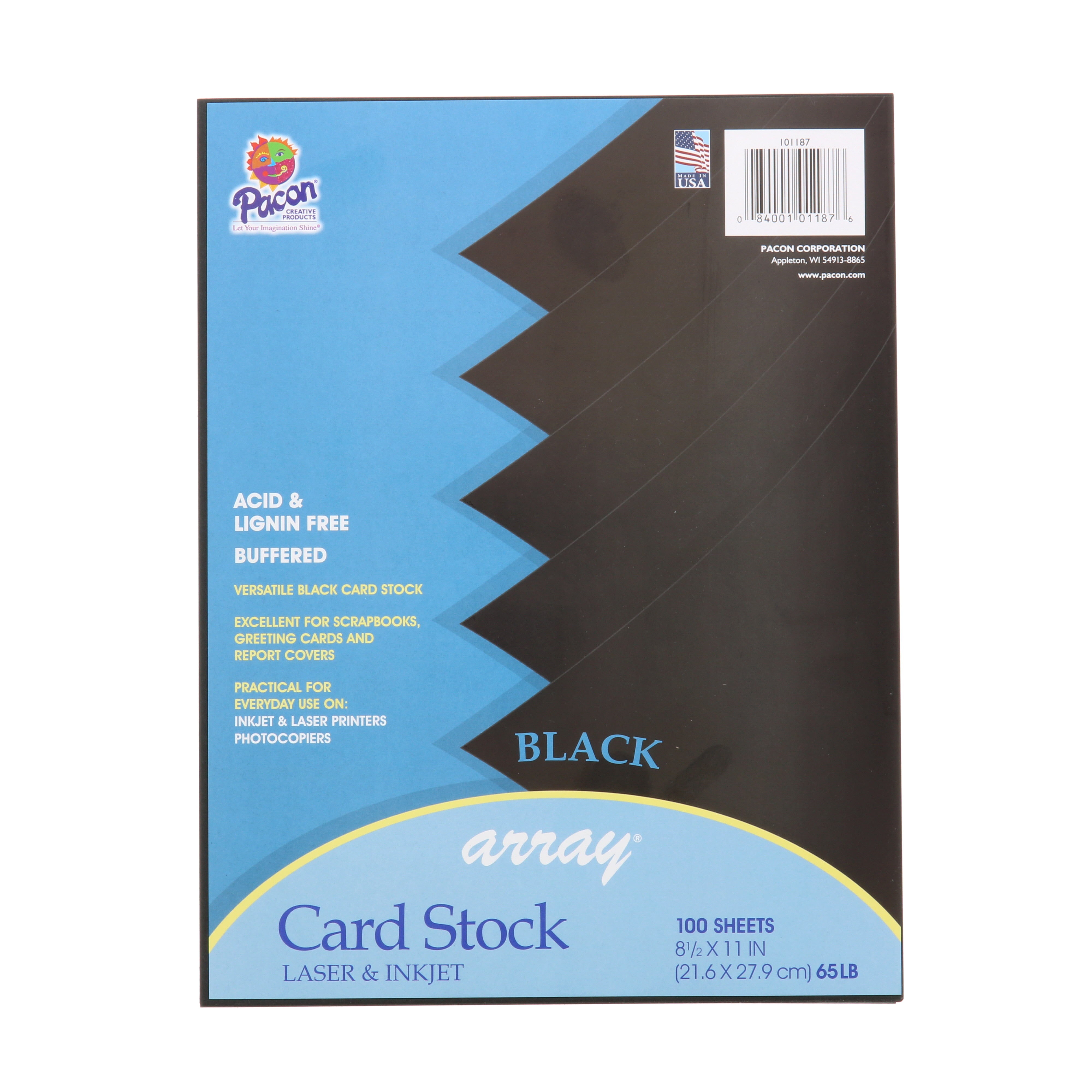 Pacon Card Stock, 8.5" x 11", Black, 50 Sheets