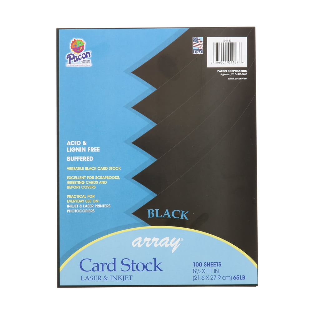 Pacon Card Stock, 8.5" x 11", Black, 50 Sheets - Walmart.com - Walmart.com