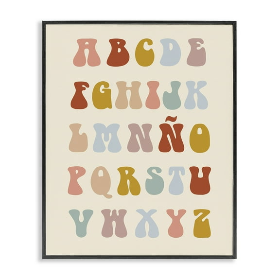 Stupell Industries Abecedario Estilo Vintage Charts and Diagrams Painting Black Framed Art Print Wall Art, 11 x 14