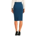 thumbnail image 3 of INSPIRE CHIC Women's High Waist Ruched Pencil Skirt Bow Detail Back Slit Midi Bodycon Skirt S Peacock Blue, 3 of 6
