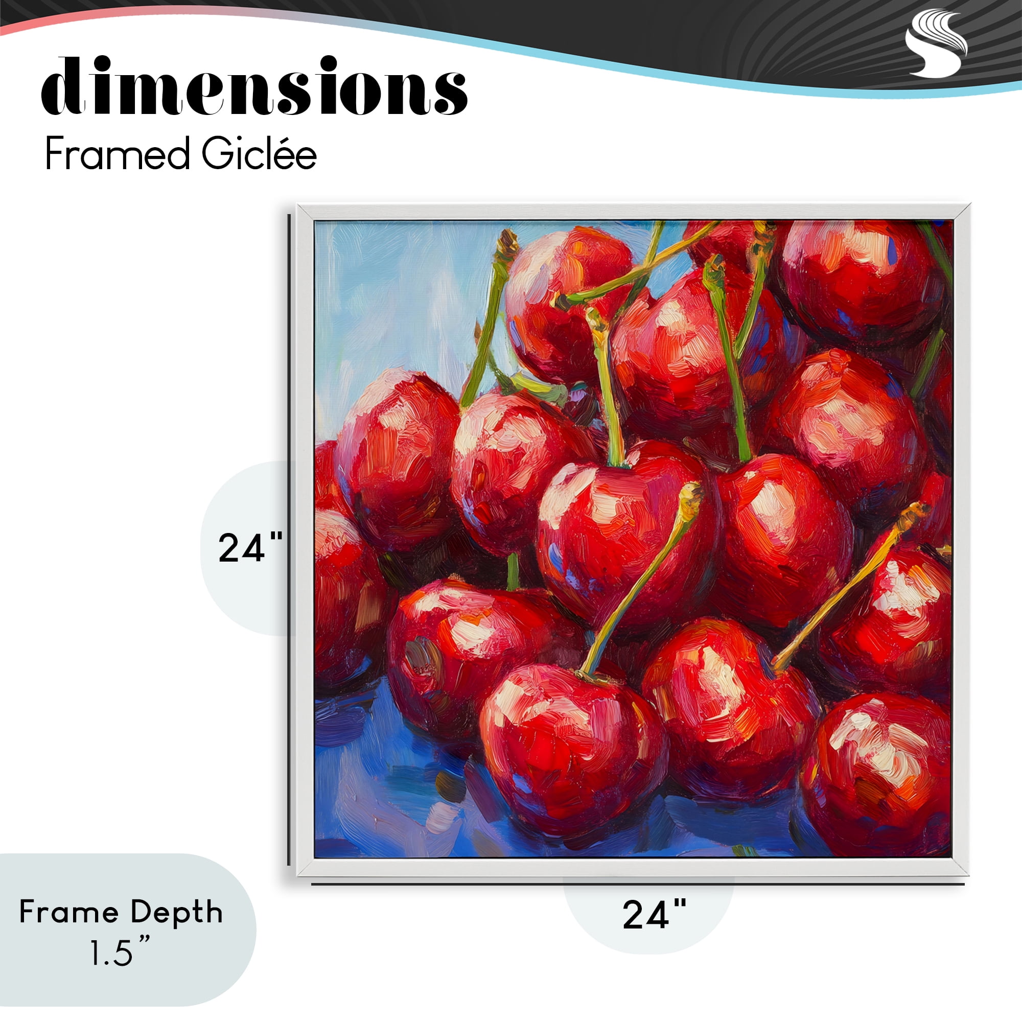 Stupell Industries Luscious Red Cherries of Summer White Framed Giclee Art, design by Petal Prints Design