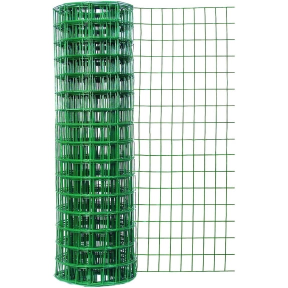 DYJP 24"x50' 16-Gauge Green Vinyl Coated Garden Fence - 3x2-Inch Mesh for Outdoor Landscaping