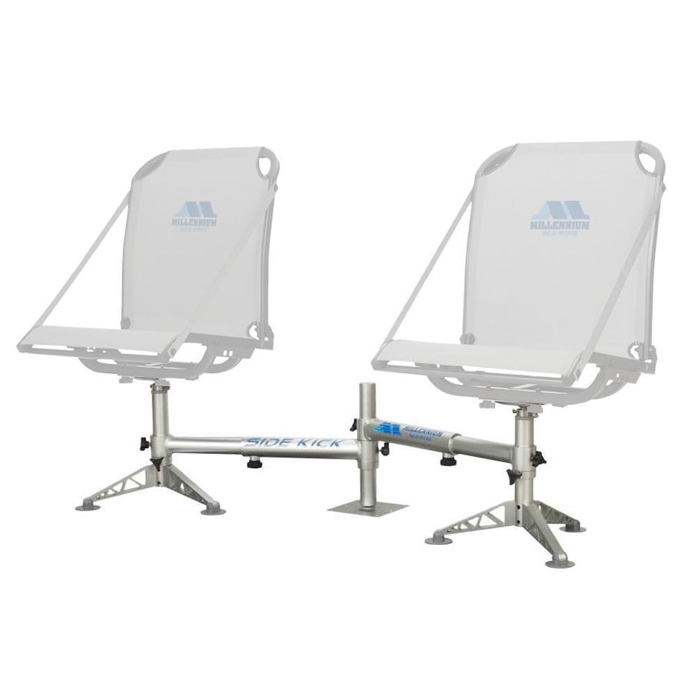 Two Millennium Marine Pro-M 100 Adjustable Reclining Max Comfort Boat Seat + D200 SideKick Double Seat Pedestal