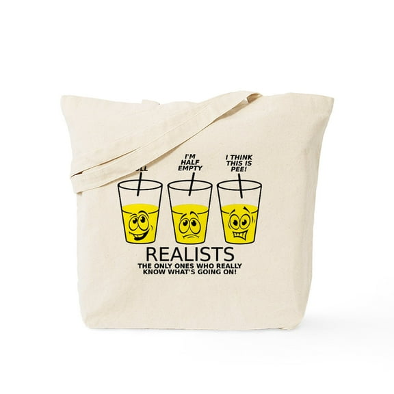 CafePress - Glass Half Full Empty Pee Funny T Shirt Tote Bag - Unisex Canvas Tote Bag, Beige, 1-Piece