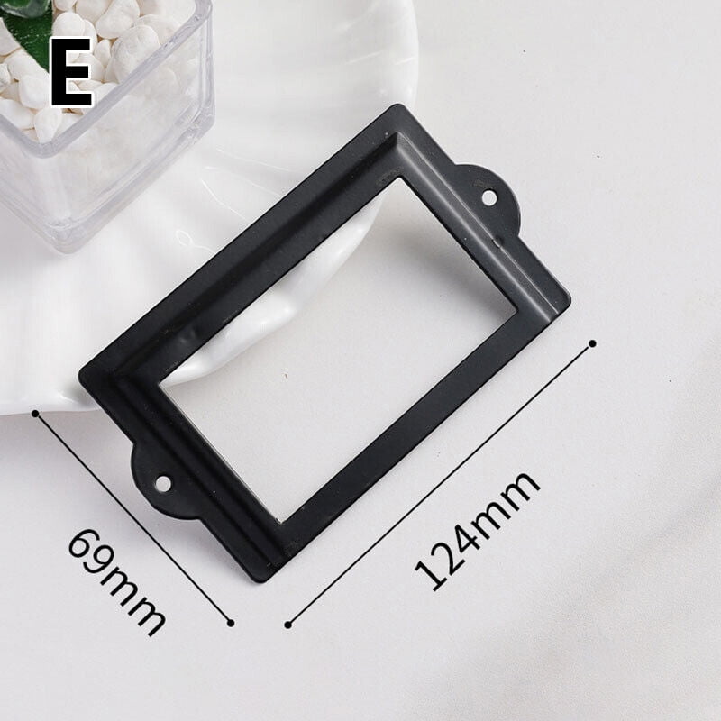 Antique Brass Drawer Label Pull Frame Handle File Name Card