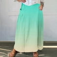thumbnail image 2 of LIBRCLO Skirts for Women Maxi Length Gradient Printed Elastic Waistband Pleated Skirts with Pocket Summer Casual Clothes, 2 of 6