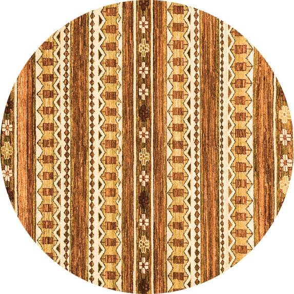 Ahgly Company Indoor Round Abstract Orange Modern Area Rugs, 6' Round