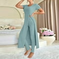 thumbnail image 5 of Uaswgudfs Women's Solid Color Sleepwear Set Casual Long Sleeve 2 - Piece Pajama Loungewear Cozy Knit Comfortable Nightwear, 5 of 5