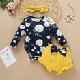 thumbnail image 2 of Fesfesfes Newborn Infant Baby Bodysuit Girls Ruffles Romper Tops Floral Shorts Outfits Headband Set, 2 of 9