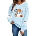 thumbnail image 3 of Uootdi Halloween Sweatshirts for Women Long Sleeve Crew Neck Ghost Pumpkin Bat Sleeve Print Womens Graphic Tees Oversized Fit Spooky Season Trick Or Treat Soft Cozy Womens Pullover Tops Gift, 3 of 7