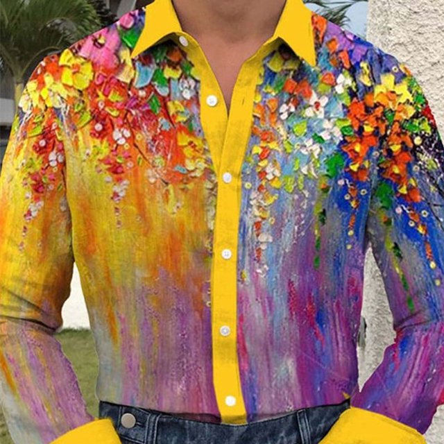 Las más nuevas camisas de flores holgadas y transpirables con estampado moderno y moderno camisetas de fiesta en la playa camisas de verano de manga larga para hombres blusas florales para hombres