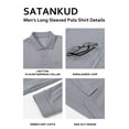 thumbnail image 5 of Satankud Mens Golf Shirt Long Sleeve 3 Button Moisture Wicking Dry Fit Solid Casual Golf Polo Shirts for Men Light Gray S, 5 of 8
