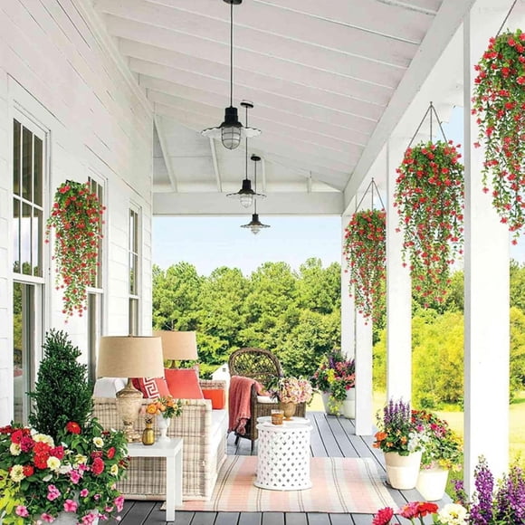 Artificiales Flores para Colgar, 3 Pzas de Vid de Eucalipto Falso, Guirnalda de Flores, Plantas de Plástico para Interiores y Exteriores, Pared, Jardín, Boda, Decoración de Fiesta en Casa