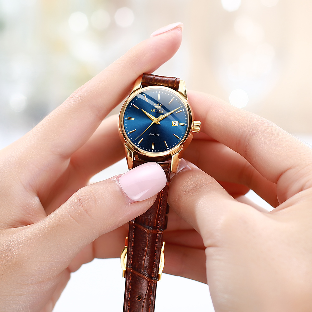 OLEVS Women's Business Dress Watch with Brown Leather Strap photo 3