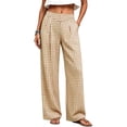 thumbnail image 4 of Horkkom Dress Pants Women High Waisted Wide Leg Plaid Pants Casual Loose Pleated Pants with Pockets XL, 4 of 9