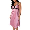 thumbnail image 2 of Blmnix Ladies Dresses Lounge Dress Slip Dress Satin Dress Petticoat Mid-Length Pink V-Neck Sleeveless Adjustable Strap Spring Dresses for Women,Free Size, 2 of 7