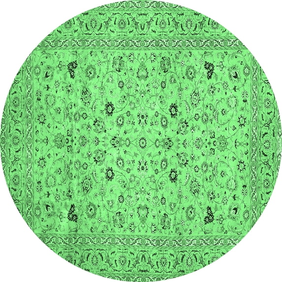 Ahgly Company Indoor Round Persian Emerald Green Traditional Area Rugs, 6' Round