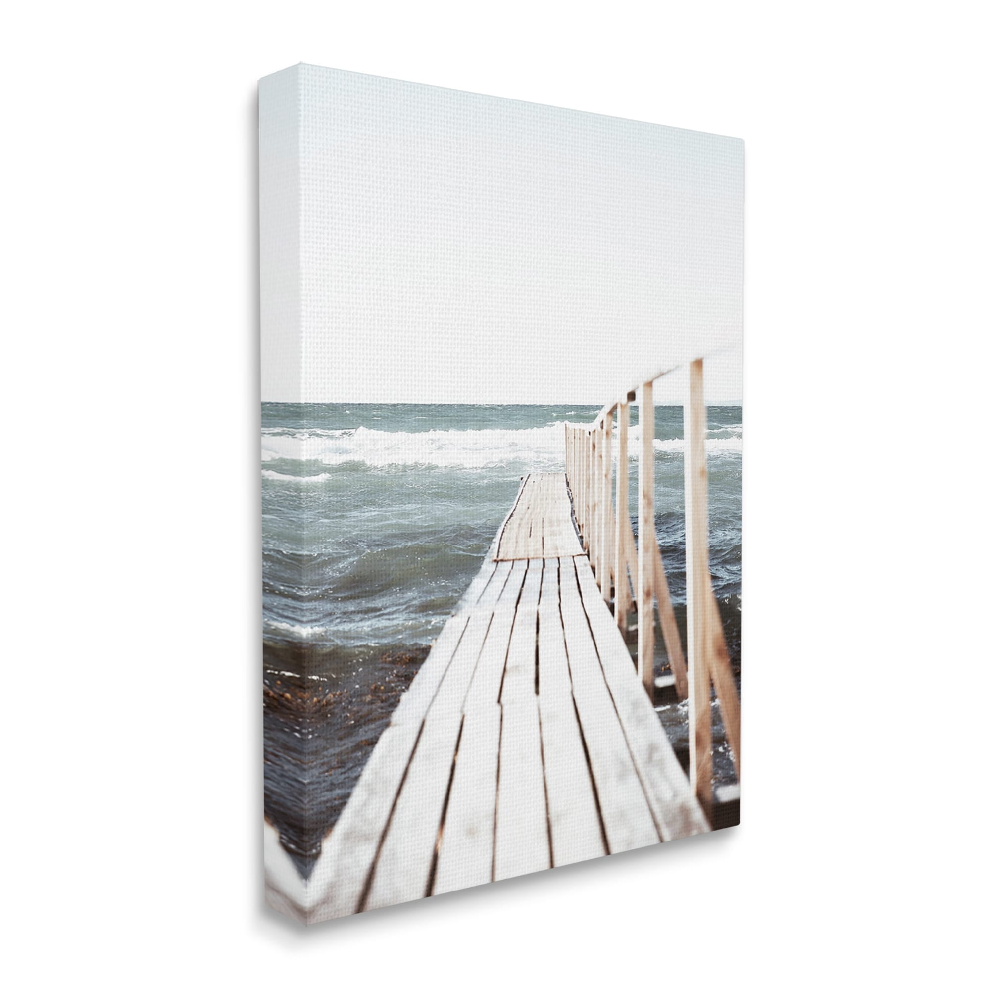 Stupell Industries Ocean Bay Dock Boardwalk Horizon Coastal Photography Gallery Wrapped Canvas Print Wall Art