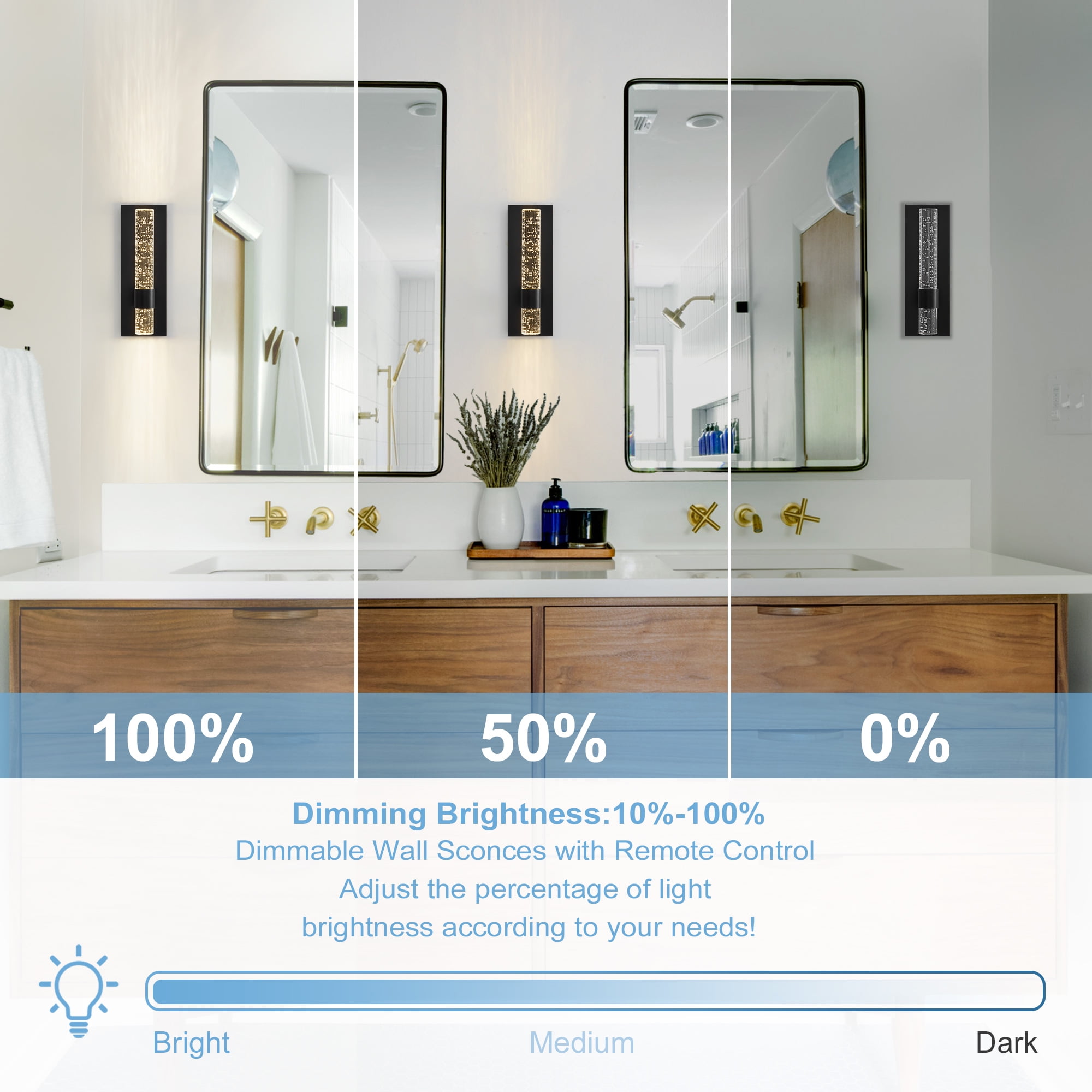 Deyidn 13.7" Steel Armed Sconce Dimmable Vanity Light with Full Backplane
