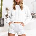 thumbnail image 2 of DORKASM Womens Hoodies Crew Neck Drawstring Lounge Hoodies Long Sleeve Lightweight 2026 Fashion Crop Tops Fall Winter Slim Fit Causal Pullover White S, 2 of 8