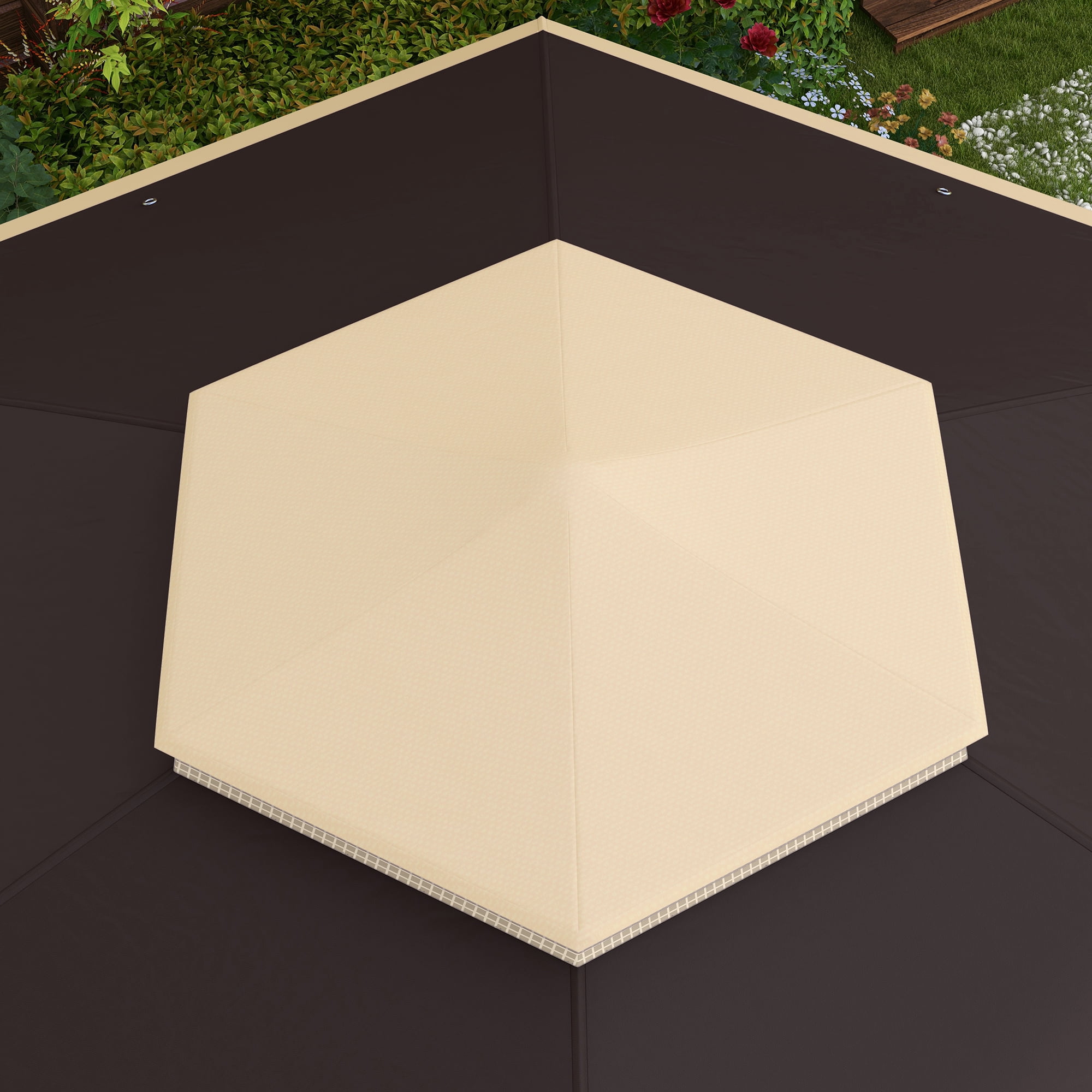 Homiyad 13 x 13 Pop Up Gazebo Hexagonal Canopy with Mesh Netting for Outdoor Events Patio Garden Wedding Party Shelter| Aosom.com