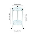 thumbnail image 3 of Double Layer Iron Plant Stand with Tray | 50x30x24cm Metal Flower Pot Rack | Indoor Outdoor Balcony Garden Display for Potted Plants, 3 of 6