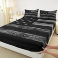 thumbnail image 3 of jejeloiu Retro American Flag Bed Sheets,Old Wooden Board King Sheets,Gray Black Sheet Set For Men Women,Breathable Home Decor,4-Piece, 3 of 7